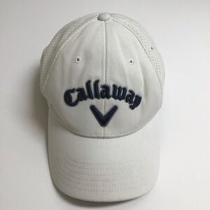 Callaway V Odyssey Golf Hat White Mens L/XL Embroidered Logo A-Flex Cap Poly